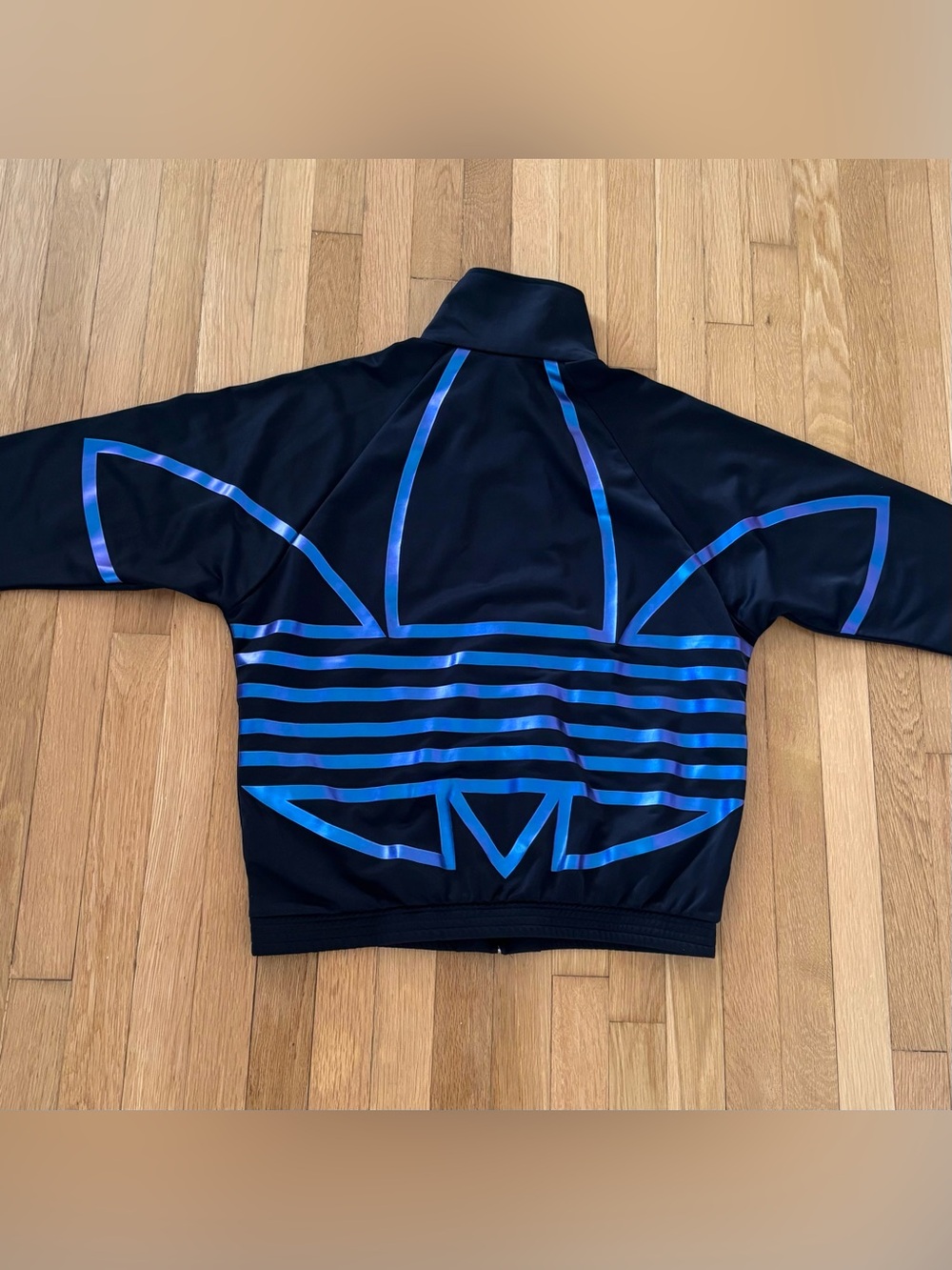 Adidas Zeno Track Jacket Hologram Trefoil Mens Small Black Blue